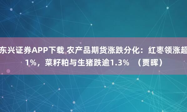 东兴证券APP下载 农产品期货涨跌分化:红枣领涨超1%,菜籽粕与生猪跌逾1.3% (贾晖)